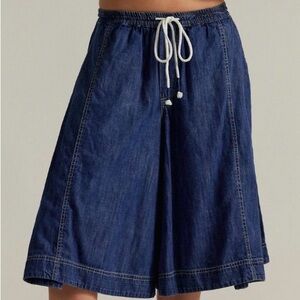 We The Free Distant Lover Culotte Dark Blue Denim Drawstring Waist